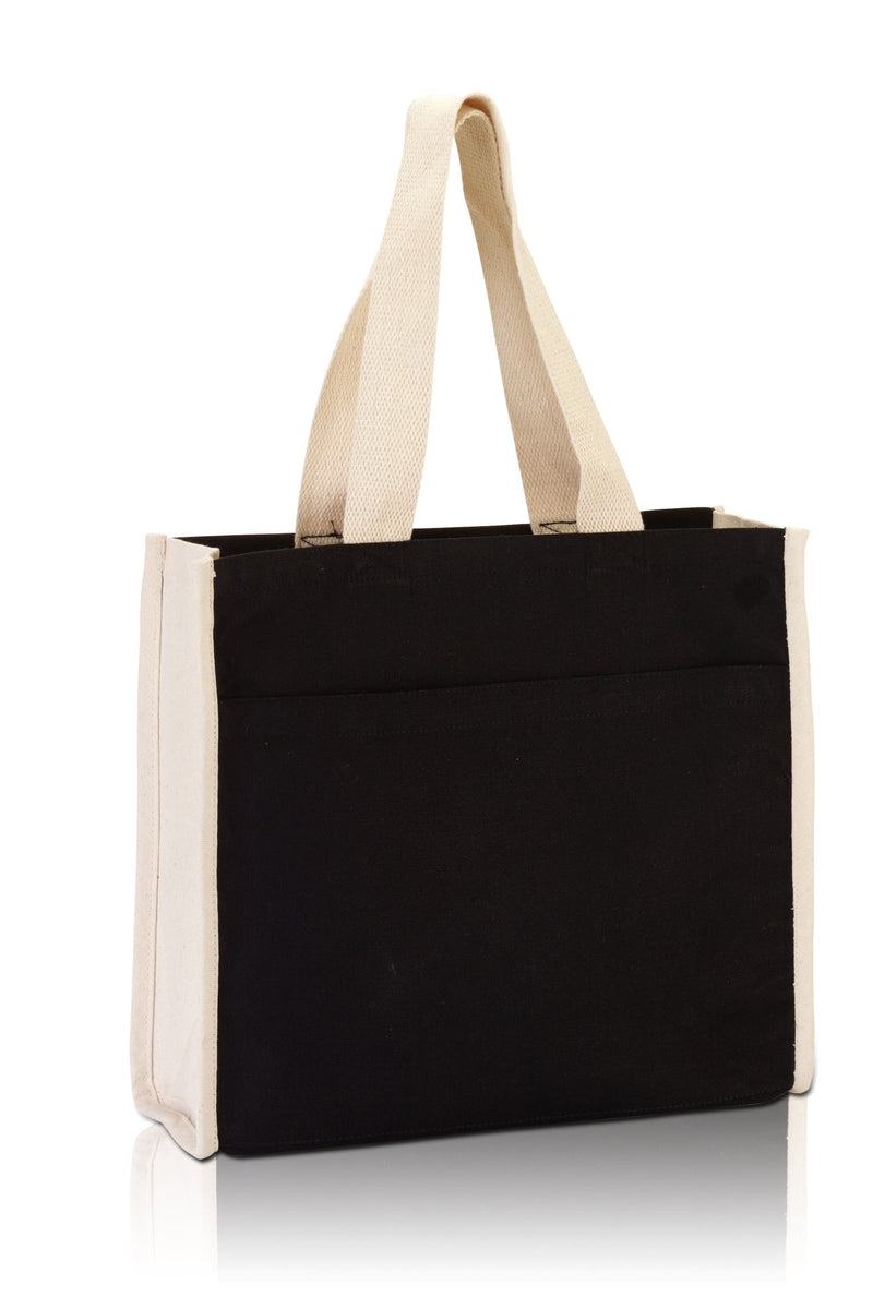 bg1199-daily-use-canvas-tote-with-contrasting-handles-and-a-full-front-pocket-Natural / Black-Oasispromos