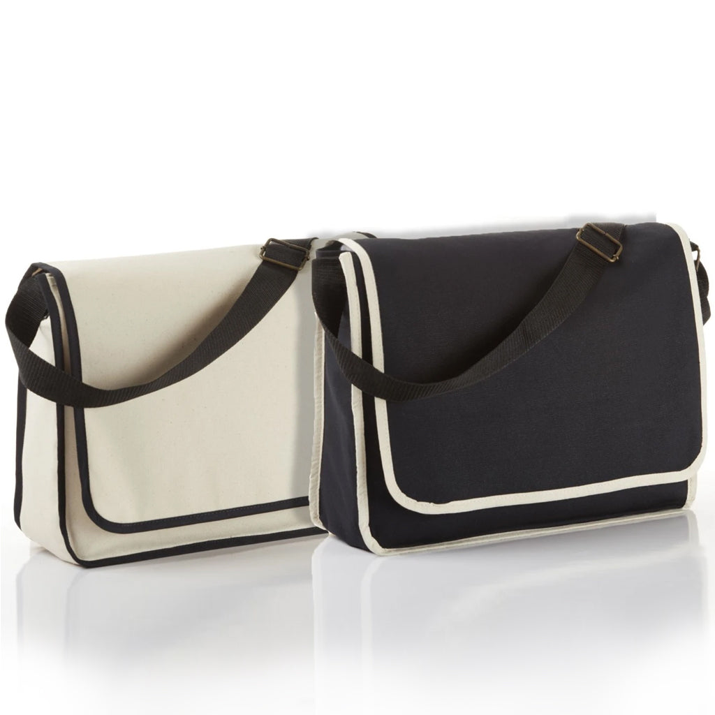 bg1270-modern-classy-canvas-satchel-messenger-bag-with-top-flap-and-inside-zippered-pocket-Natural / Black-Oasispromos