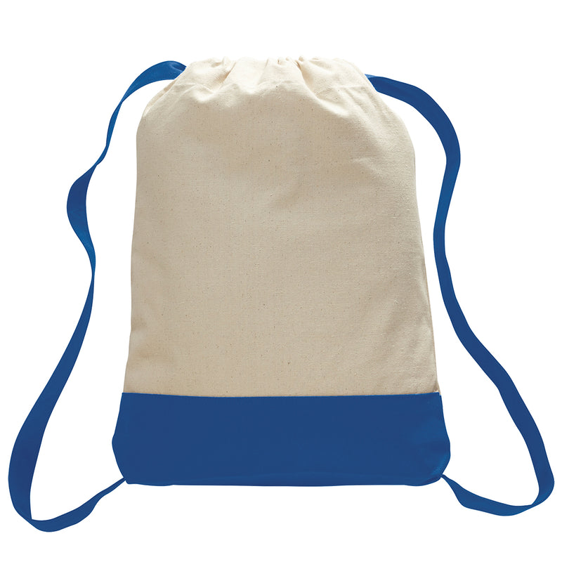 qtees-two-tone-canvas-sport-backpack-drawstring-bag-Natural / Black-Oasispromos