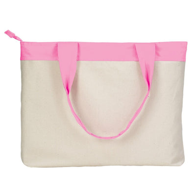 15-3l-zippered-tote-for-everyday-use-natural-body-with-contrasting-trim-Hot Pink-Oasispromos