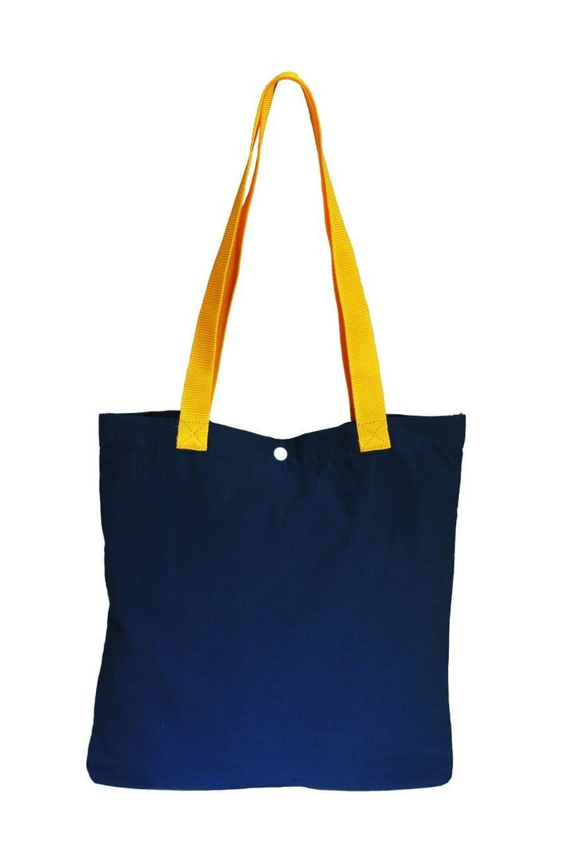8-0-oz-cotton-tote-bag-with-polyester-handles-Navy Blue / Gold-Oasispromos