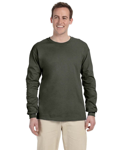 g240-adult-ultra-cotton-6-oz-long-sleeve-t-shirt-xl-3xl-XL-MILITARY GREEN-Oasispromos