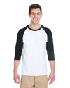 g570-adult-heavy-cotton-5-3-oz-3-4-raglan-sleeve-t-shirt-2XL-BLACK/ WHITE-Oasispromos