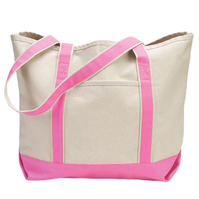 beach-tote-classic-boat-bag-variety-of-styles-and-colors-Navy Blue / Hot Pink-Oasispromos