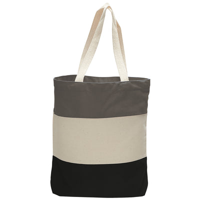 cotton-canvas-qtees-tri-color-tote-bag-Forest Green / Natural / Khaki-Oasispromos