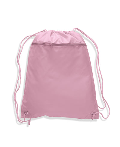 opq135200-polyester-cinch-bag-with-front-zipper-Hot Pink-Oasispromos